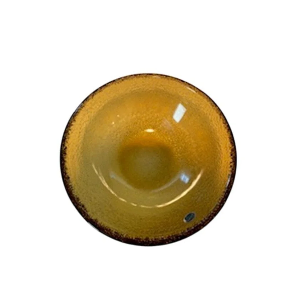 Vintage Imperial Co. Amber‎ Glass Serving Bowl Textured Weighted Serveware